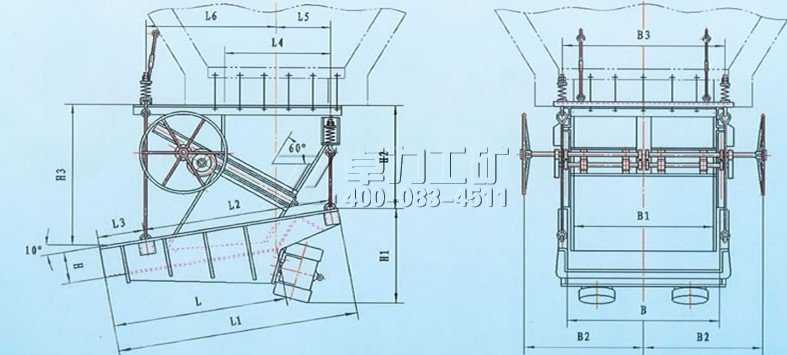 MZG振動給料機(jī)安裝外形圖(寬槽體)